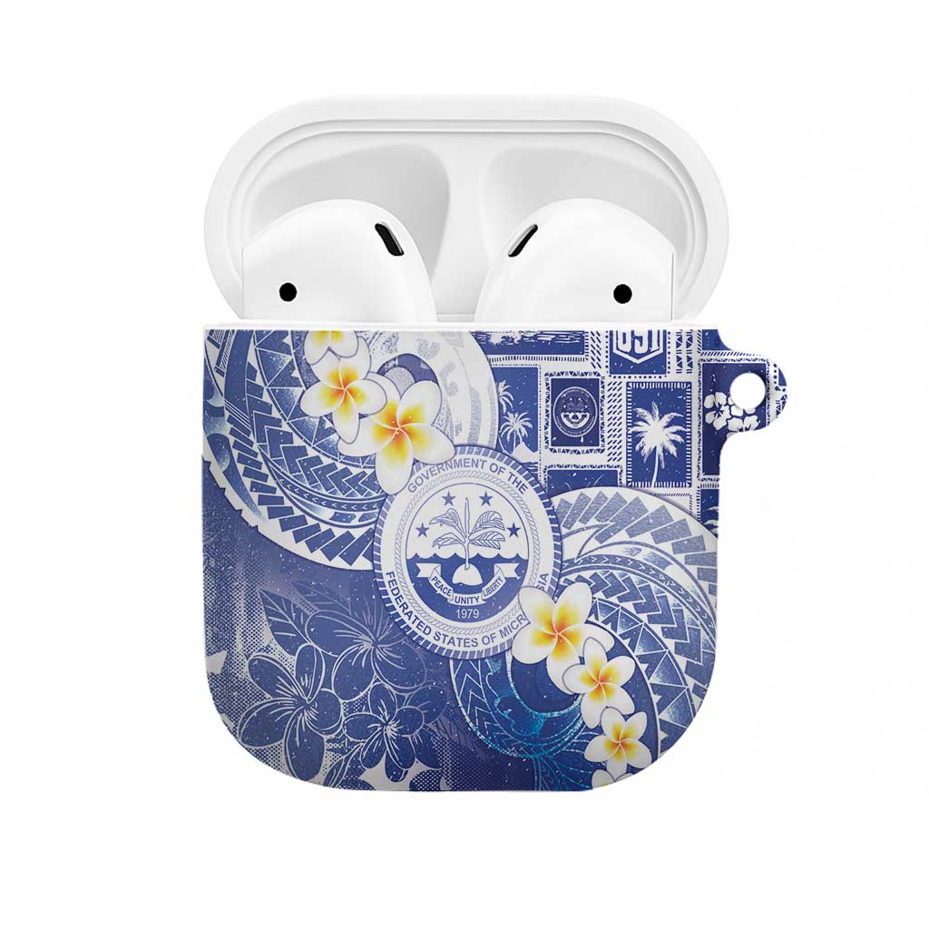 Federated States Of Micronesia Christmas AirPods Case Retro Style Bright Version LT05 Blue - Polynesian Pride