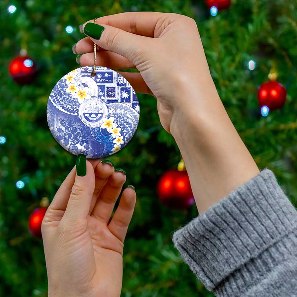 Federated States Of Micronesia Christmas Ceramic Ornament Retro Style Bright Version - Polynesian Pride