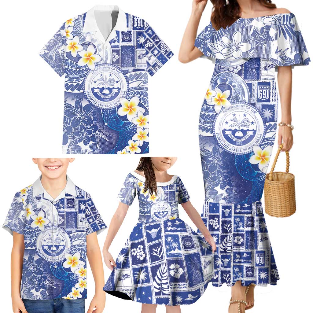 Federated States Of Micronesia Christmas Family Matching Mermaid Dress and Hawaiian Shirt Retro Style Bright Version LT05 - Polynesian Pride