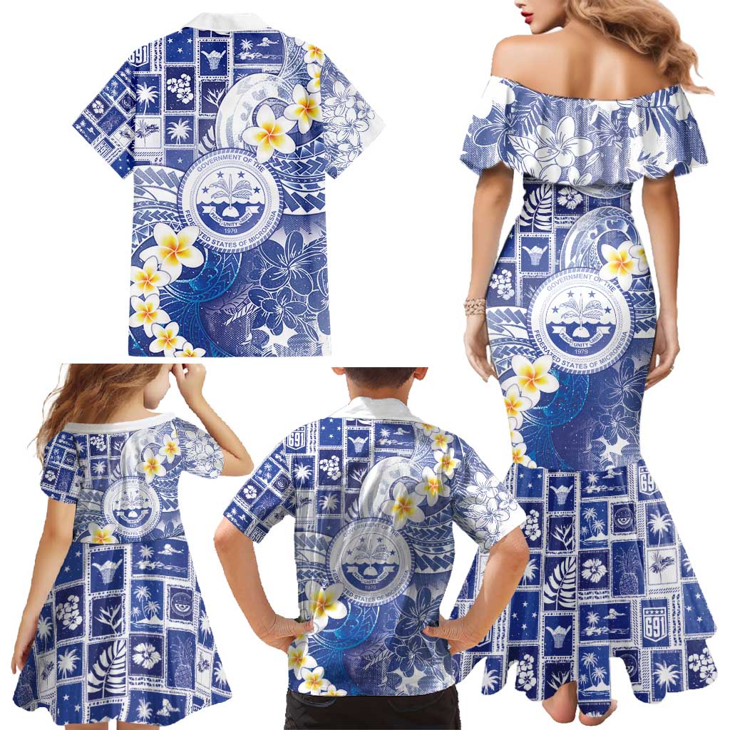 Federated States Of Micronesia Christmas Family Matching Mermaid Dress and Hawaiian Shirt Retro Style Bright Version LT05 - Polynesian Pride