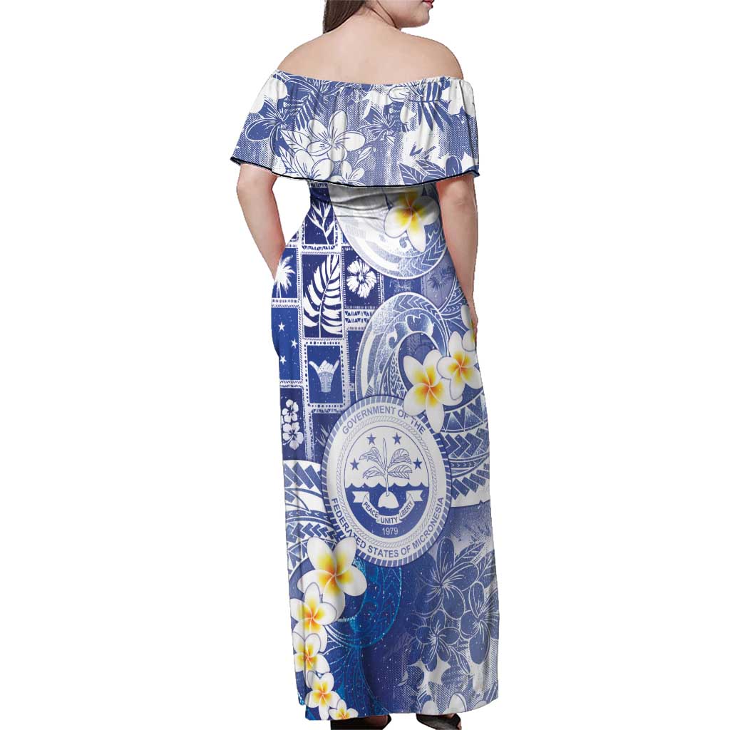 Federated States Of Micronesia Christmas Family Matching Off Shoulder Maxi Dress and Hawaiian Shirt Retro Style Bright Version LT05 - Polynesian Pride