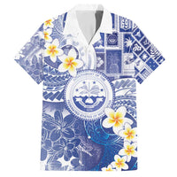 Federated States Of Micronesia Christmas Family Matching Puletasi and Hawaiian Shirt Retro Style Bright Version LT05 Dad's Shirt - Short Sleeve Blue - Polynesian Pride