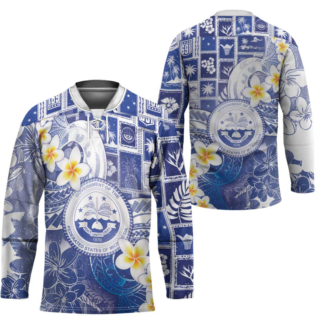 Federated States Of Micronesia Christmas Hockey Jersey Retro Style Bright Version - Polynesian Pride