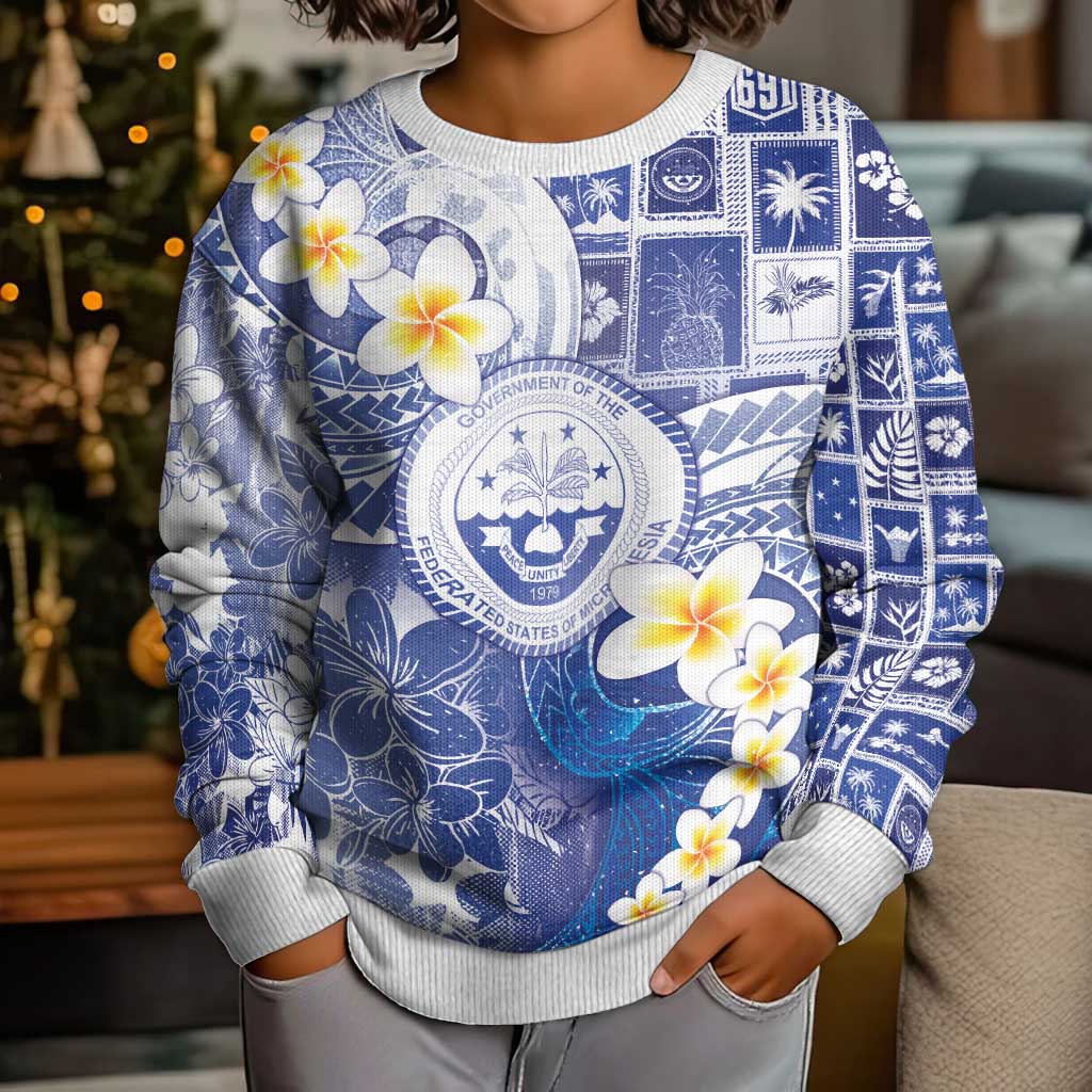 Federated States Of Micronesia Christmas Kid Ugly Christmas Sweater Retro Style Bright Version LT05 - Polynesian Pride