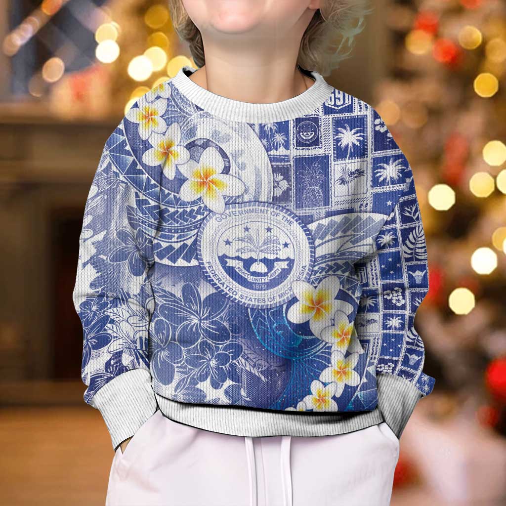 Federated States Of Micronesia Christmas Kid Ugly Christmas Sweater Retro Style Bright Version LT05 - Polynesian Pride