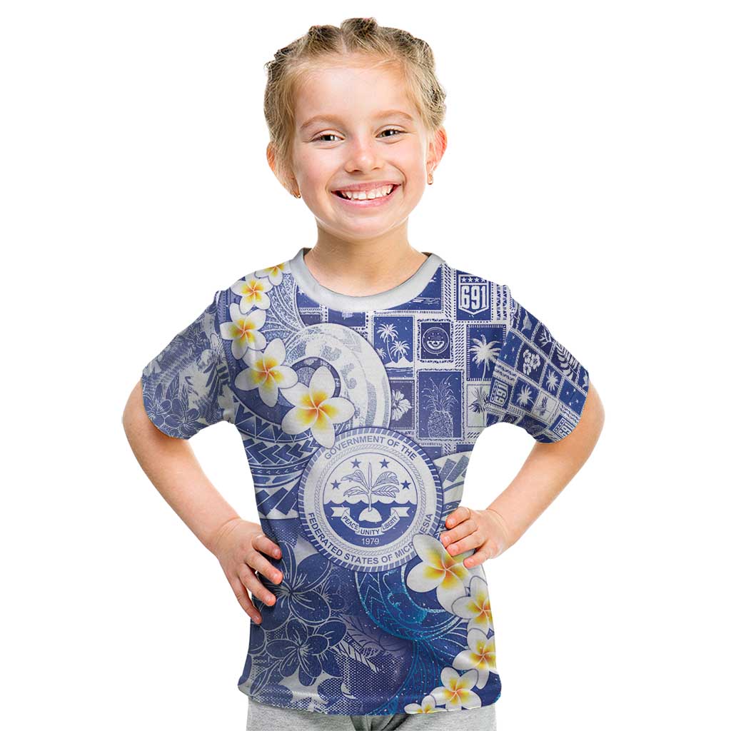 Federated States Of Micronesia Christmas Kid T Shirt Retro Style Bright Version LT05 Blue - Polynesian Pride