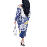 Federated States Of Micronesia Christmas Off The Shoulder Long Sleeve Dress Retro Style Bright Version - Polynesian Pride