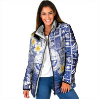 Federated States Of Micronesia Christmas Padded Jacket Retro Style Bright Version LT05 Women Blue - Polynesian Pride