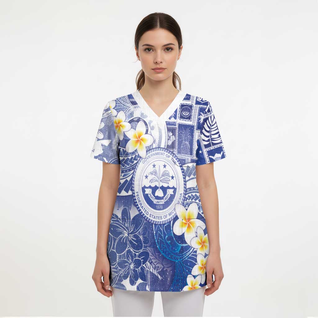 Federated States Of Micronesia Christmas Scrub Top Retro Style Bright Version LT05 - Polynesian Pride
