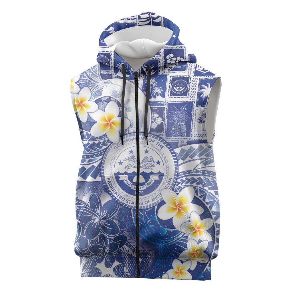Federated States Of Micronesia Christmas Sleeveless Zip Hoodie Retro Style Bright Version - Polynesian Pride