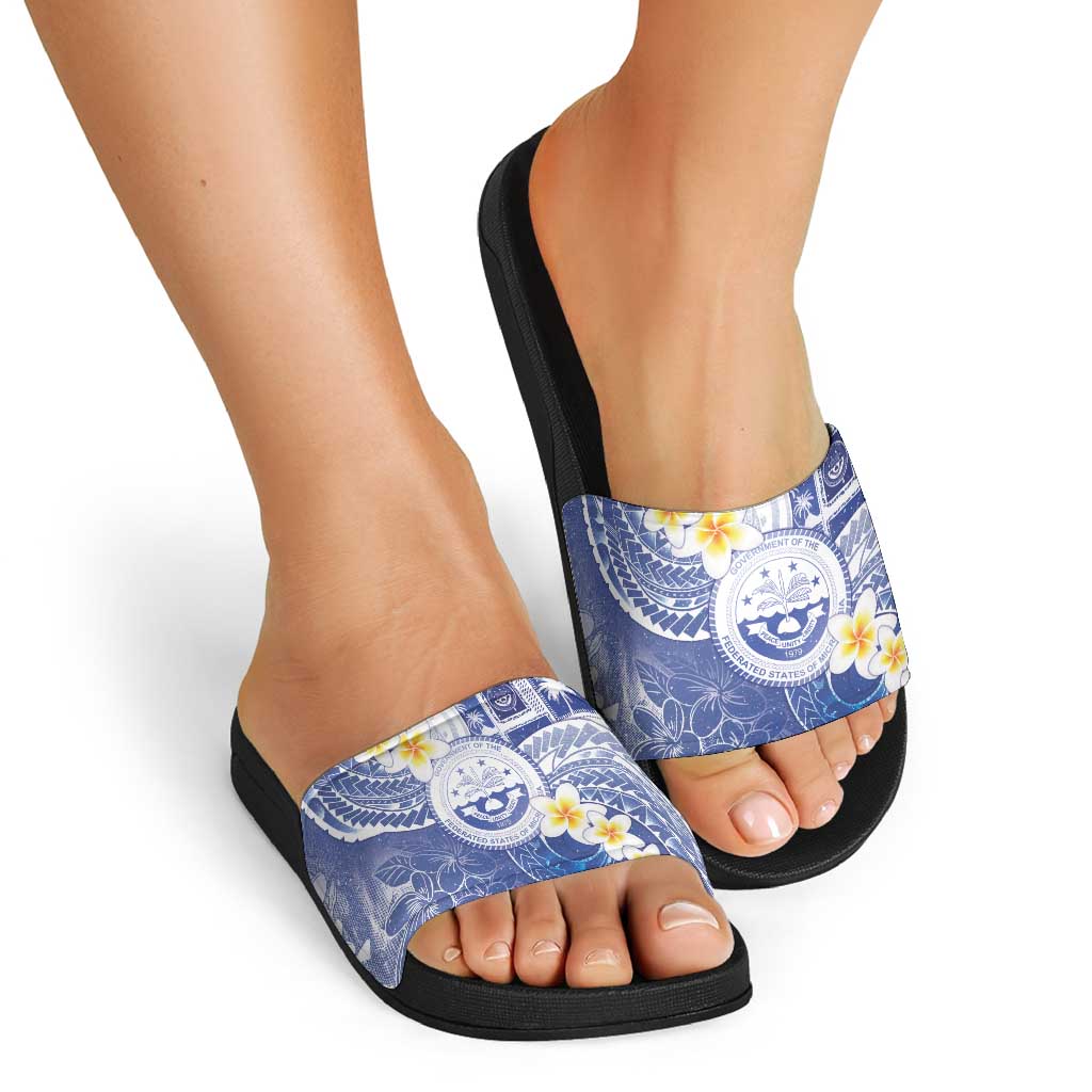Federated States Of Micronesia Christmas Slide Sandals Retro Style Bright Version - Polynesian Pride
