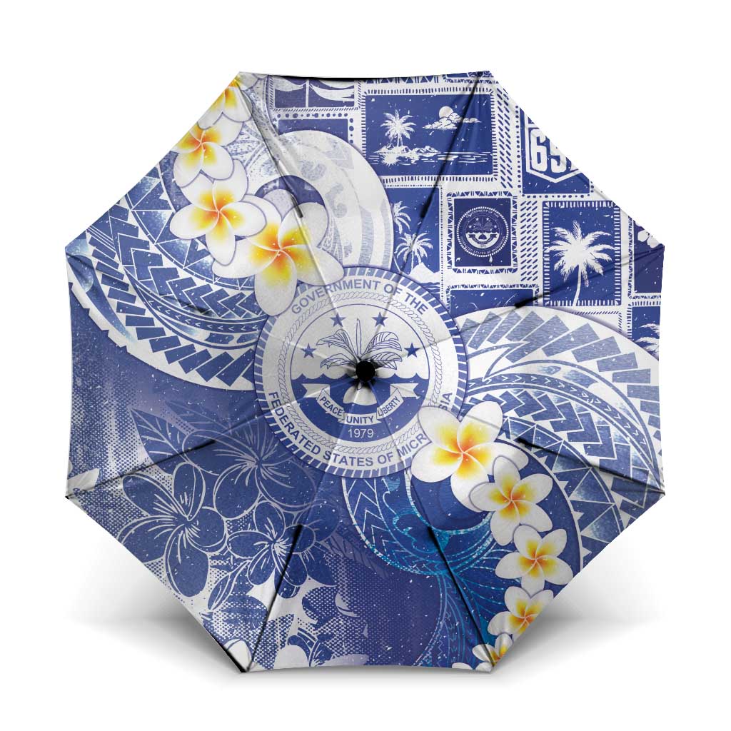Federated States Of Micronesia Christmas Umbrella Retro Style Bright Version LT05 One Size Folded 11.42 inch Opened Diameter 37.4 inch Blue - Polynesian Pride