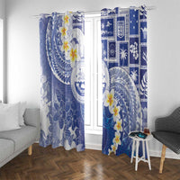 Federated States Of Micronesia Christmas Window Curtain Retro Style Bright Version LT05 With Grommets Blue - Polynesian Pride