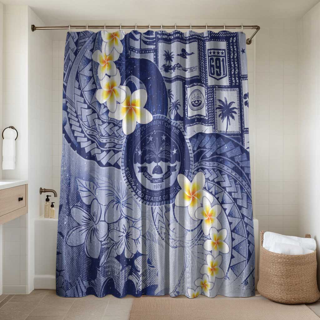 Federated States Of Micronesia Christmas Bathroom Set Retro Style Dark Version LT05 Shower Curtain Only Navy - Polynesian Pride