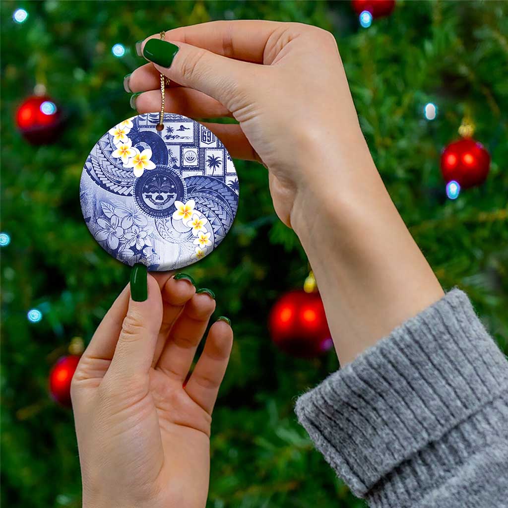 Federated States Of Micronesia Christmas Ceramic Ornament Retro Style Dark Version - Polynesian Pride