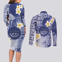 Federated States Of Micronesia Christmas Couples Matching Long Sleeve Bodycon Dress and Long Sleeve Button Shirt Retro Style Dark Version LT05 - Polynesian Pride