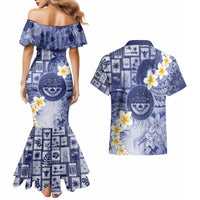Federated States Of Micronesia Christmas Couples Matching Mermaid Dress and Hawaiian Shirt Retro Style Dark Version LT05 - Polynesian Pride