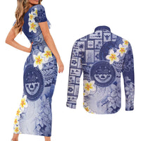 Federated States Of Micronesia Christmas Couples Matching Short Sleeve Bodycon Dress and Long Sleeve Button Shirt Retro Style Dark Version LT05 - Polynesian Pride
