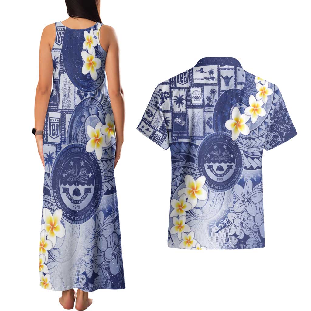 Federated States Of Micronesia Christmas Couples Matching Tank Maxi Dress and Hawaiian Shirt Retro Style Dark Version LT05 - Polynesian Pride