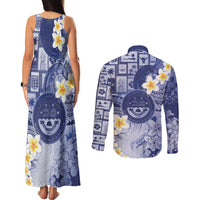Federated States Of Micronesia Christmas Couples Matching Tank Maxi Dress and Long Sleeve Button Shirt Retro Style Dark Version LT05 - Polynesian Pride