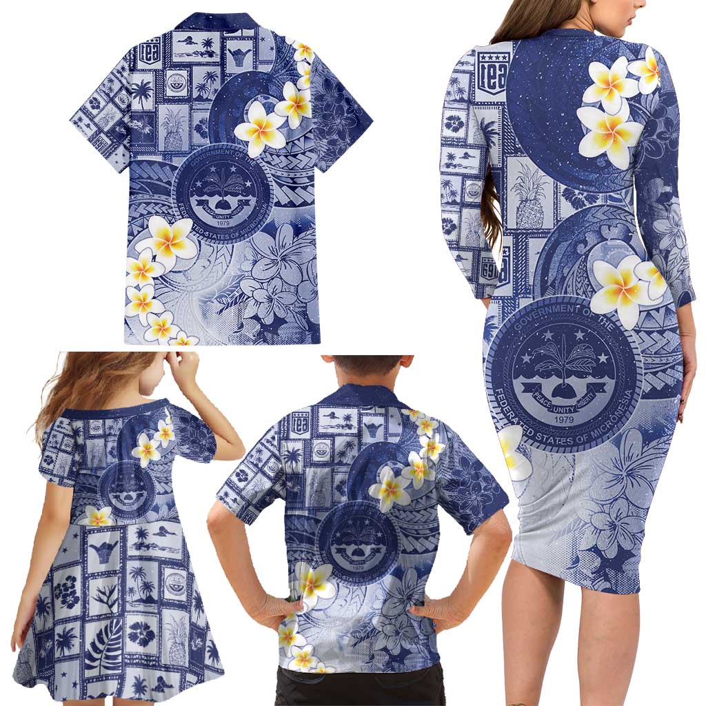 Federated States Of Micronesia Christmas Family Matching Long Sleeve Bodycon Dress and Hawaiian Shirt Retro Style Dark Version LT05 - Polynesian Pride