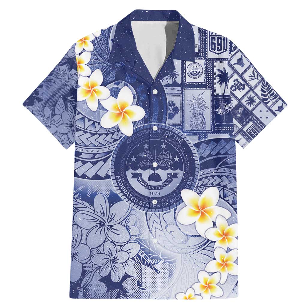 Federated States Of Micronesia Christmas Family Matching Mermaid Dress and Hawaiian Shirt Retro Style Dark Version LT05 Dad's Shirt - Short Sleeve Navy - Polynesian Pride