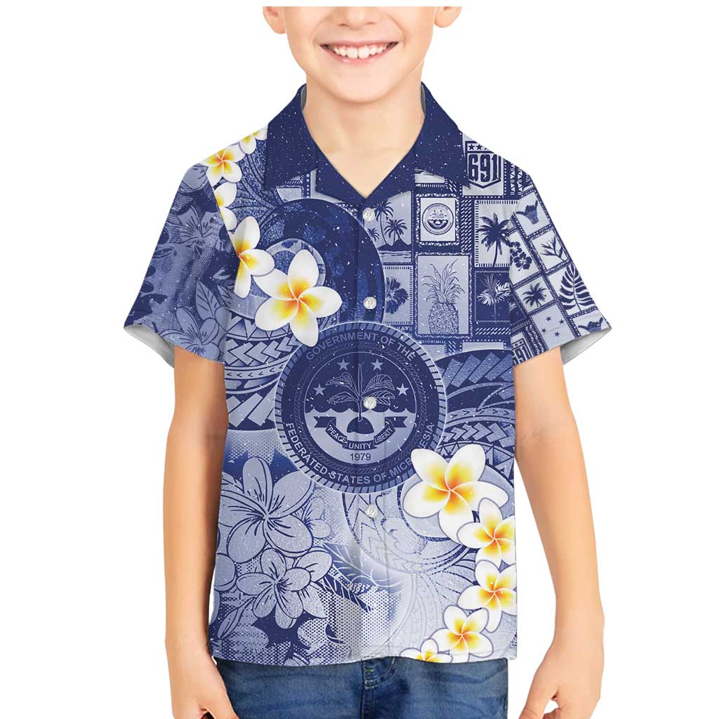 Federated States Of Micronesia Christmas Family Matching Mermaid Dress and Hawaiian Shirt Retro Style Dark Version LT05 Son's Shirt Navy - Polynesian Pride