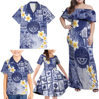 Federated States Of Micronesia Christmas Family Matching Off Shoulder Maxi Dress and Hawaiian Shirt Retro Style Dark Version LT05 - Polynesian Pride