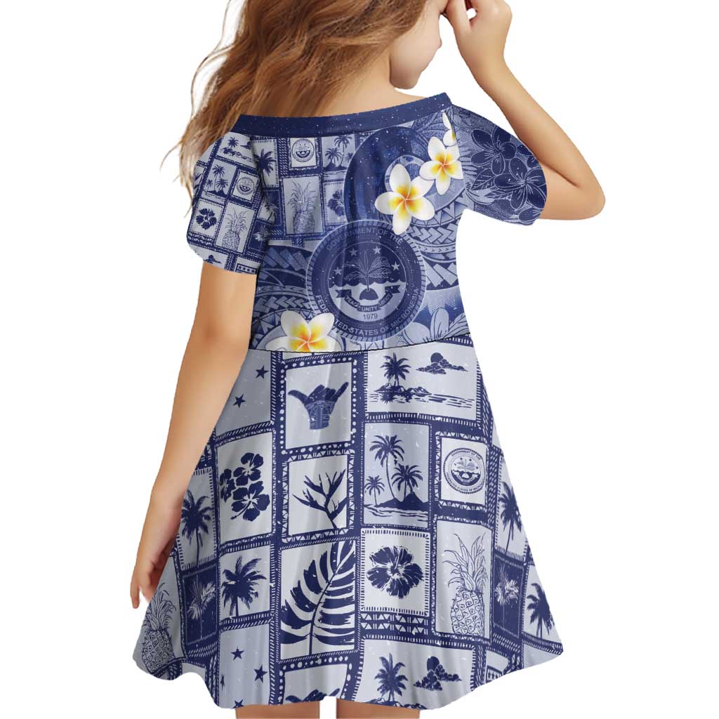 Federated States Of Micronesia Christmas Family Matching Off Shoulder Short Dress and Hawaiian Shirt Retro Style Dark Version LT05 - Polynesian Pride
