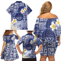 Federated States Of Micronesia Christmas Family Matching Off Shoulder Short Dress and Hawaiian Shirt Retro Style Dark Version LT05 - Polynesian Pride