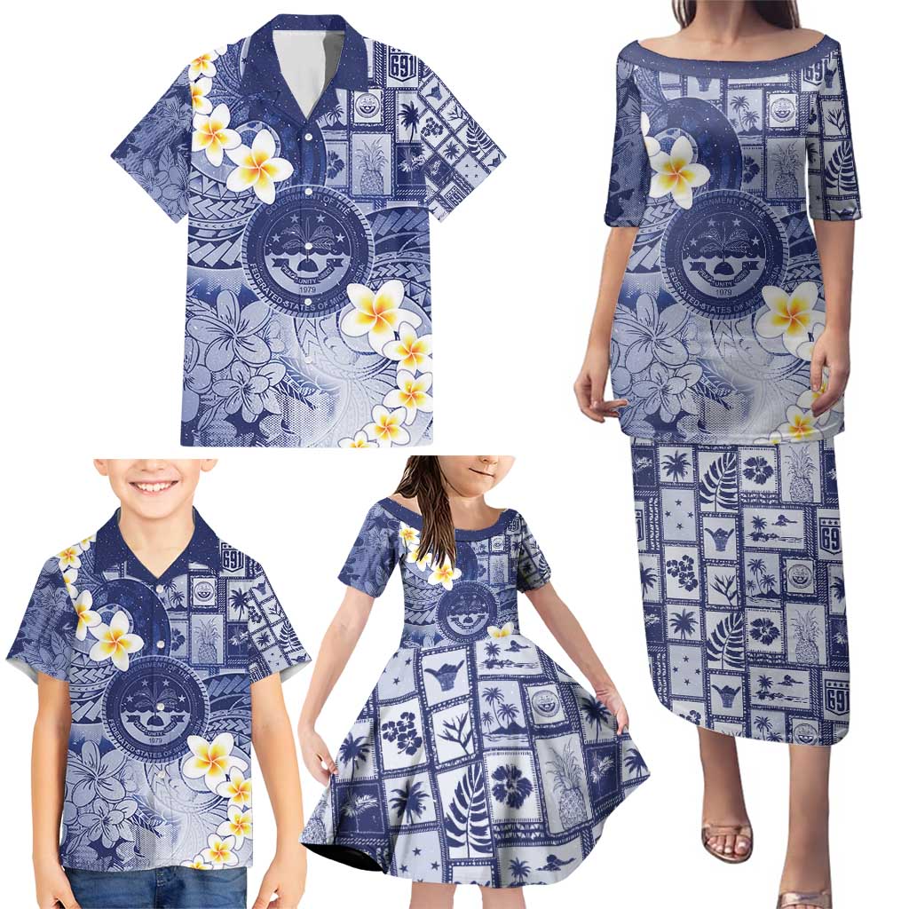 Federated States Of Micronesia Christmas Family Matching Puletasi and Hawaiian Shirt Retro Style Dark Version LT05 - Polynesian Pride
