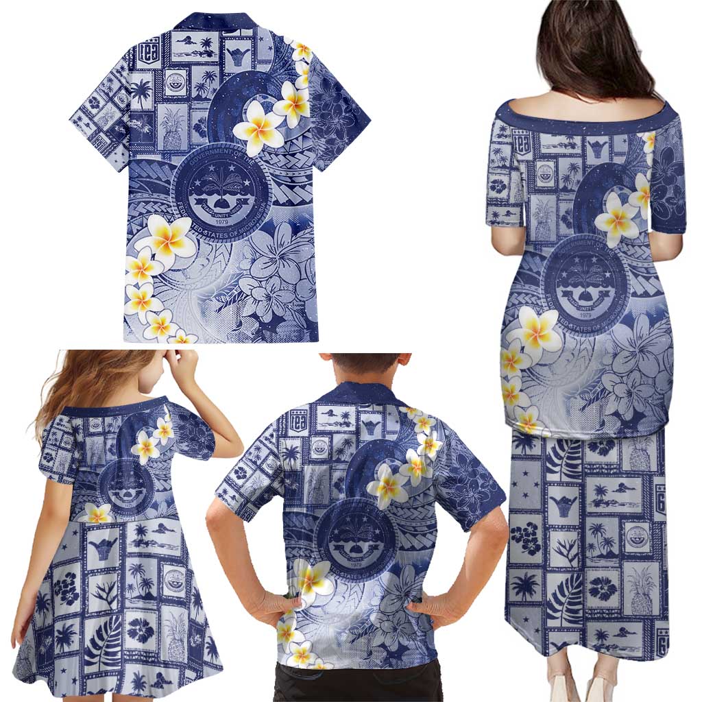 Federated States Of Micronesia Christmas Family Matching Puletasi and Hawaiian Shirt Retro Style Dark Version LT05 - Polynesian Pride