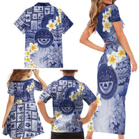 Federated States Of Micronesia Christmas Family Matching Short Sleeve Bodycon Dress and Hawaiian Shirt Retro Style Dark Version LT05 - Polynesian Pride