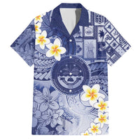 Federated States Of Micronesia Christmas Family Matching Short Sleeve Bodycon Dress and Hawaiian Shirt Retro Style Dark Version LT05 Dad's Shirt - Short Sleeve Navy - Polynesian Pride
