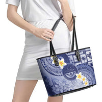 Federated States Of Micronesia Christmas Leather Tote Bag Retro Style Dark Version - Polynesian Pride