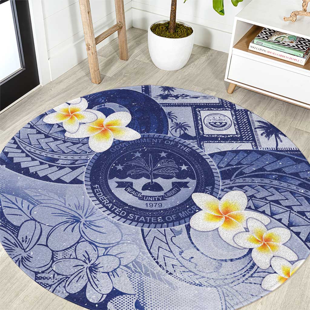 Federated States Of Micronesia Christmas Round Carpet Retro Style Dark Version LT05 Navy - Polynesian Pride