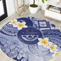 Federated States Of Micronesia Christmas Round Carpet Retro Style Dark Version LT05 Navy - Polynesian Pride