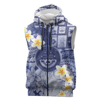 Federated States Of Micronesia Christmas Sleeveless Zip Hoodie Retro Style Dark Version LT05 Navy - Polynesian Pride