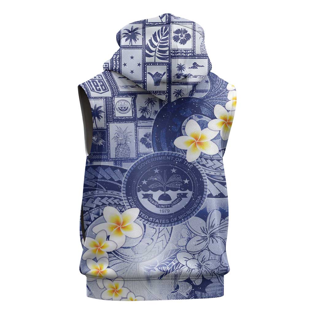 Federated States Of Micronesia Christmas Sleeveless Zip Hoodie Retro Style Dark Version LT05 - Polynesian Pride