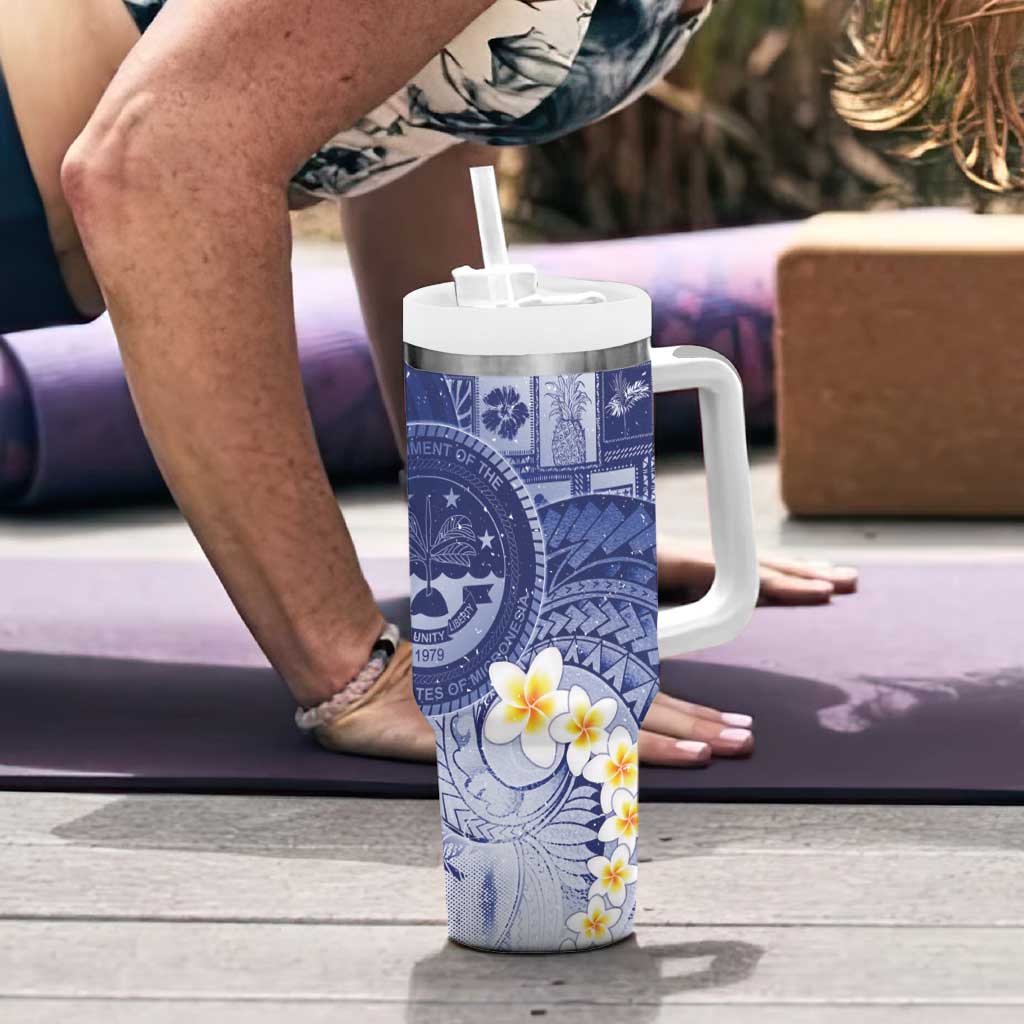 Federated States Of Micronesia Christmas Tumbler With Handle Retro Style Dark Version - Polynesian Pride