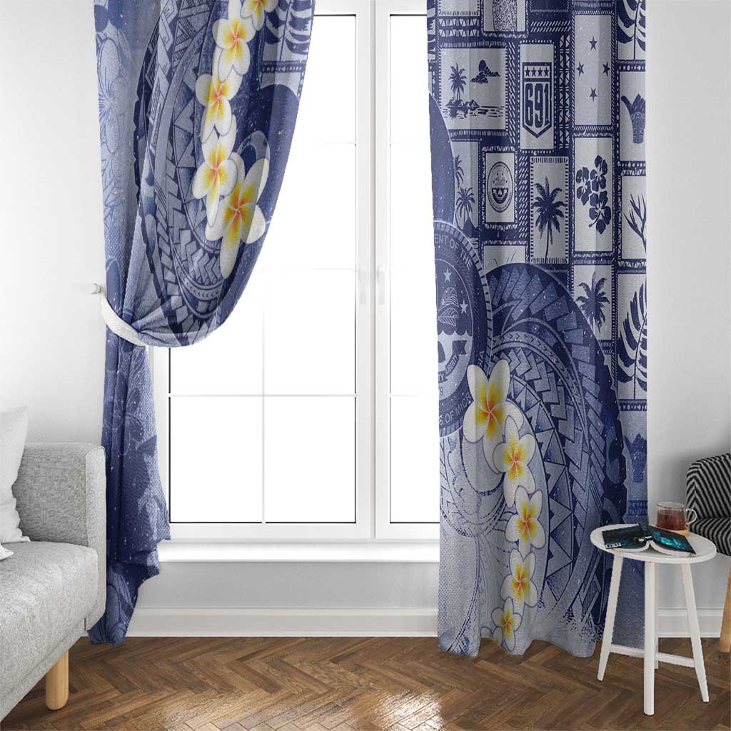 Federated States Of Micronesia Christmas Window Curtain Retro Style Dark Version - Polynesian Pride