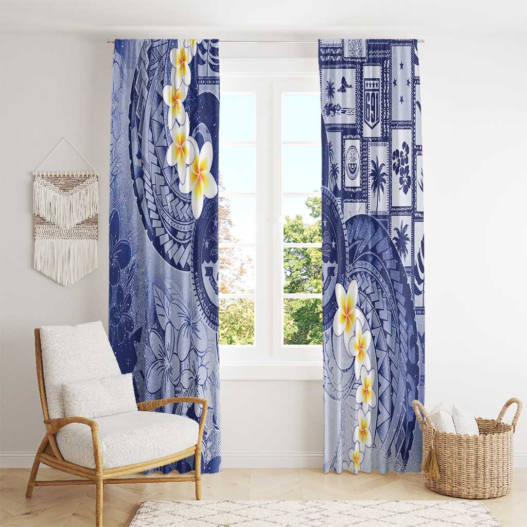 Federated States Of Micronesia Christmas Window Curtain Retro Style Dark Version - Polynesian Pride