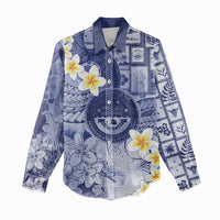 Federated States Of Micronesia Christmas Women Casual Shirt Retro Style Dark Version - Polynesian Pride