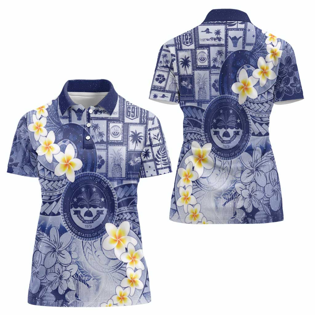 Federated States Of Micronesia Christmas Women Polo Shirt Retro Style Dark Version - Polynesian Pride