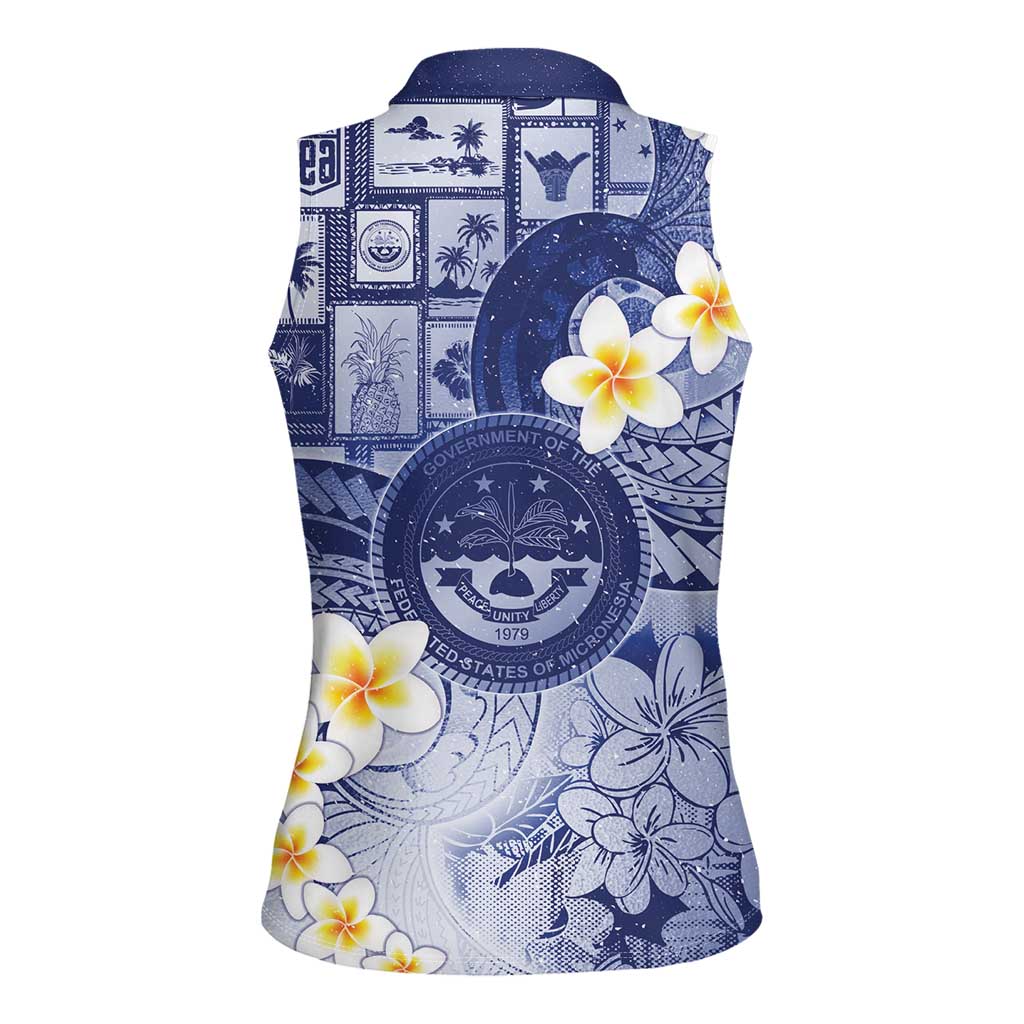 Federated States Of Micronesia Christmas Women Sleeveless Polo Shirt Retro Style Dark Version LT05 - Polynesian Pride