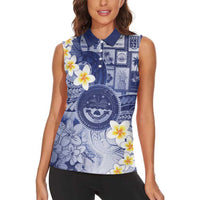 Federated States Of Micronesia Christmas Women Sleeveless Polo Shirt Retro Style Dark Version LT05 - Polynesian Pride