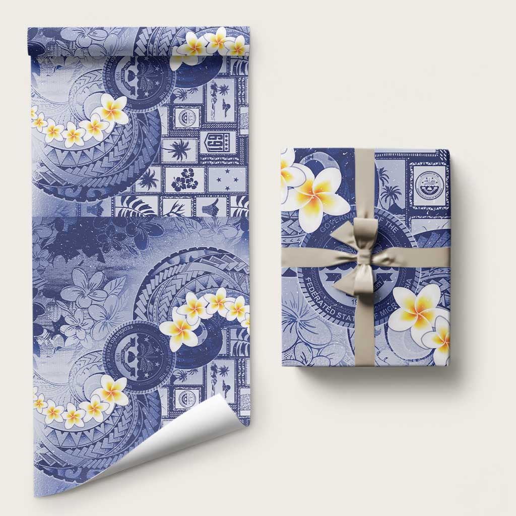 Federated States Of Micronesia Christmas Wrapping Paper Retro Style Dark Version LT05 58" × 23" Navy - Polynesian Pride