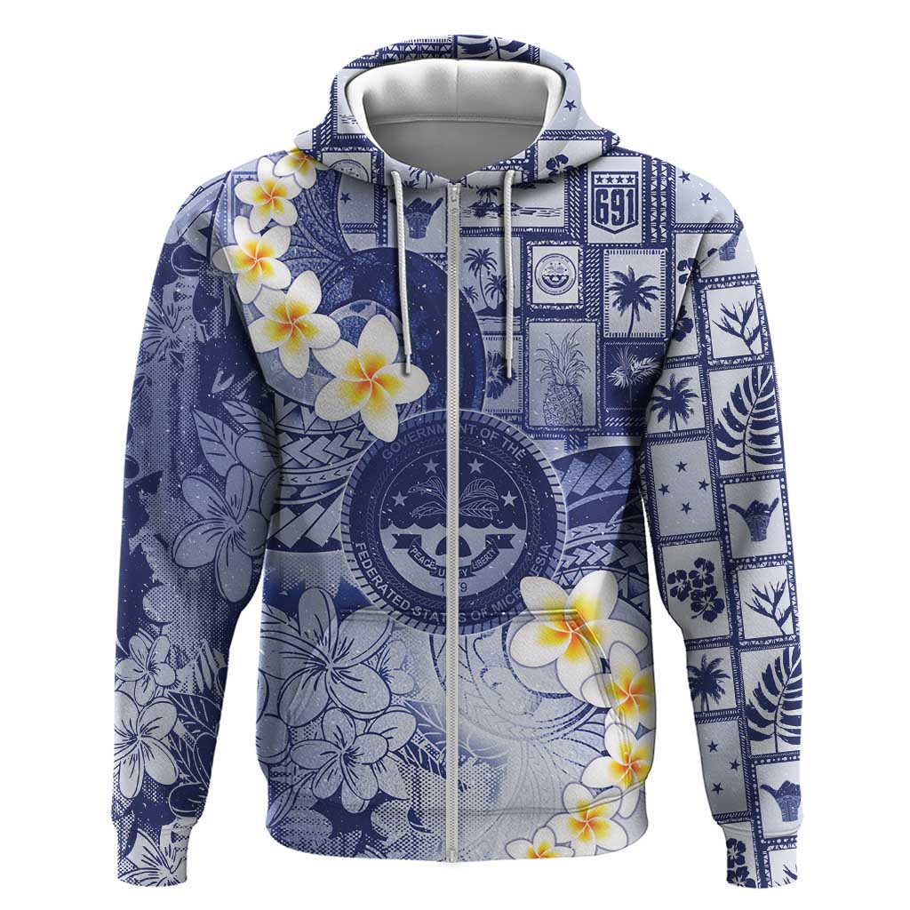 Federated States Of Micronesia Christmas Zip Hoodie Retro Style Dark Version LT05 Zip Hoodie Navy - Polynesian Pride