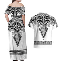 Personalised Melanesian Brotherhood Couples Matching Off Shoulder Maxi Dress and Hawaiian Shirt With Tribal Pattern LT05 - Polynesian Pride