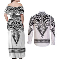 Personalised Melanesian Brotherhood Couples Matching Off Shoulder Maxi Dress and Long Sleeve Button Shirt With Tribal Pattern - Polynesian Pride
